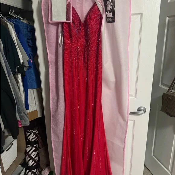 Sherri Hill Red Prom Dress - Picture 3 of 9